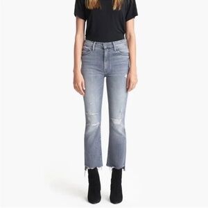 MOTHER The Insider Crop Step Fray Jeans Ace Of Spades Wash Size 28 Washed Black